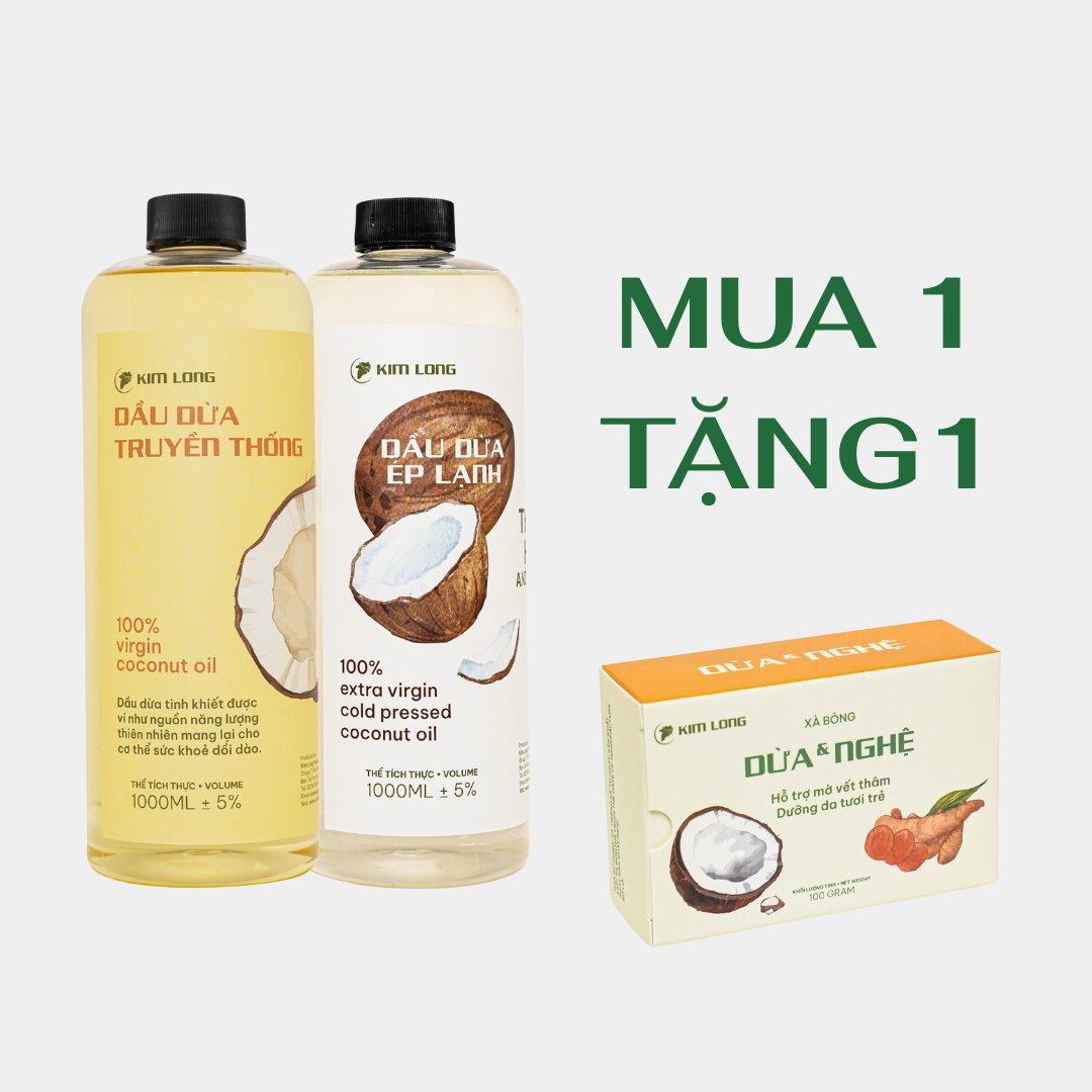 Mua một dầu dừa 1000ml tặng 1 xà bông Dừa - Nghệ