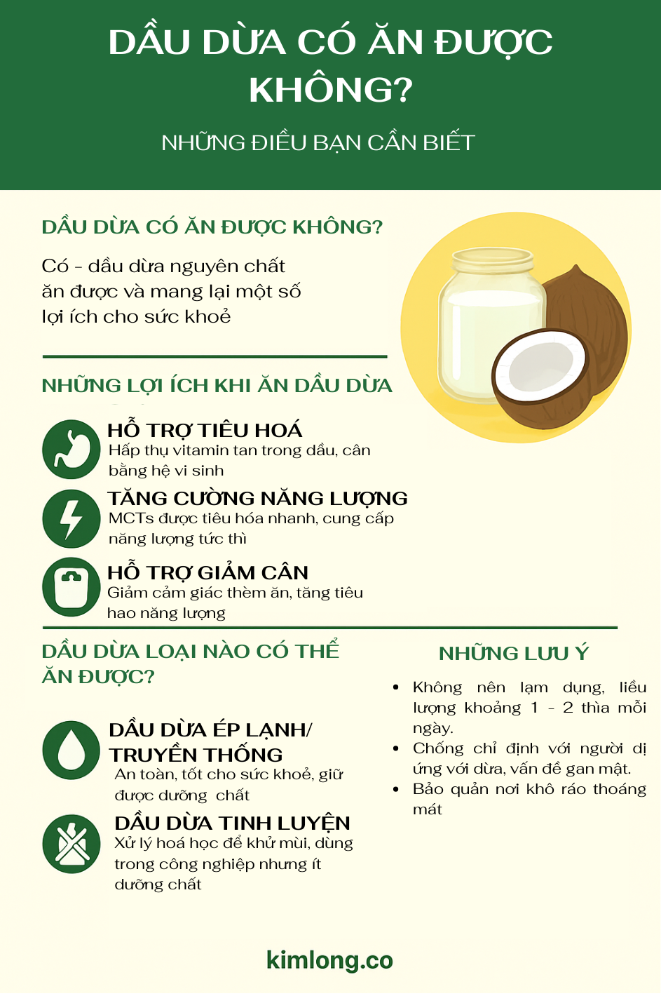 Dầu dừa có ăn được không? Những điều bạn cần biết