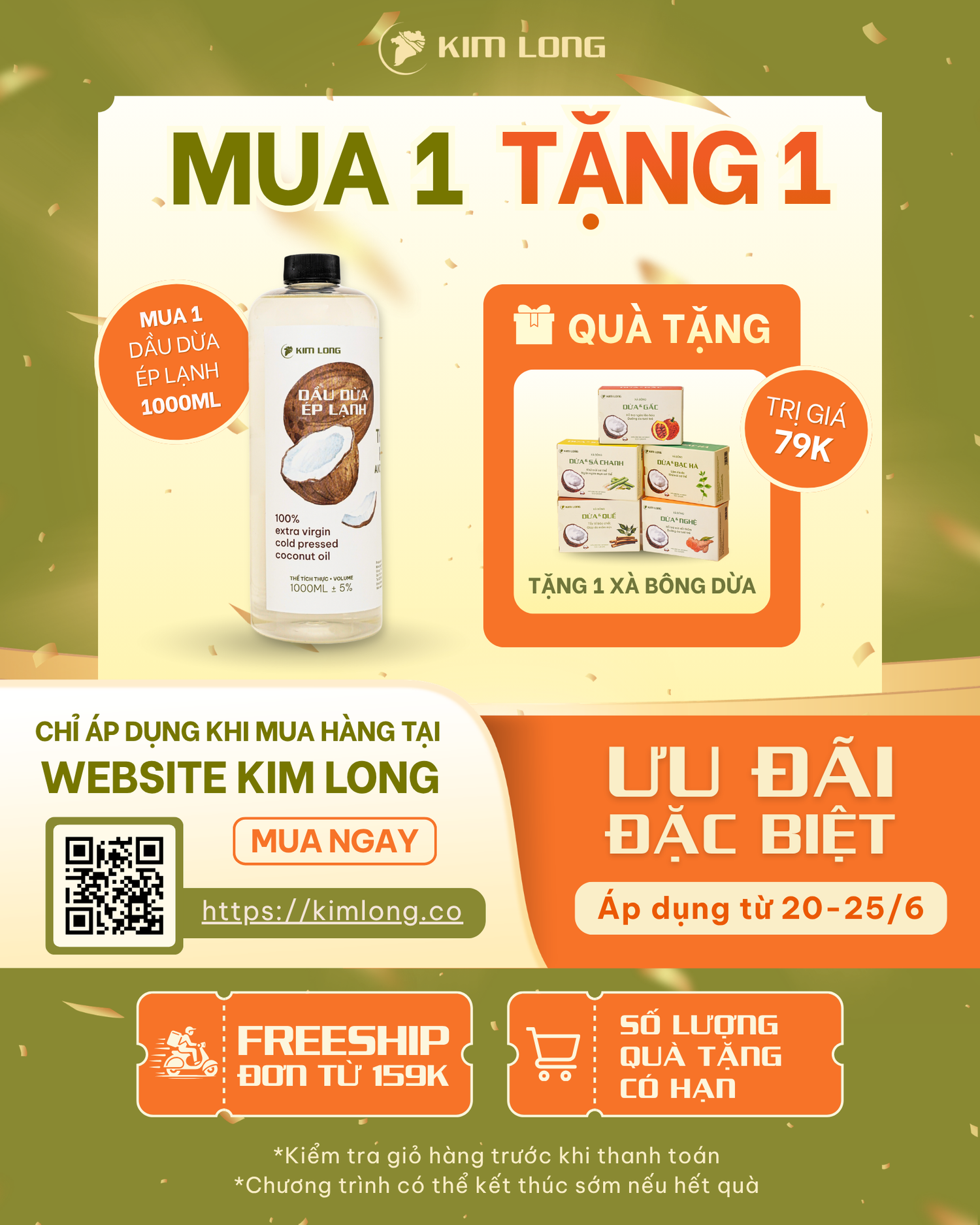 [Combo] Dầu dừa ép lạnh 1000ml tặng một xà bông dừa