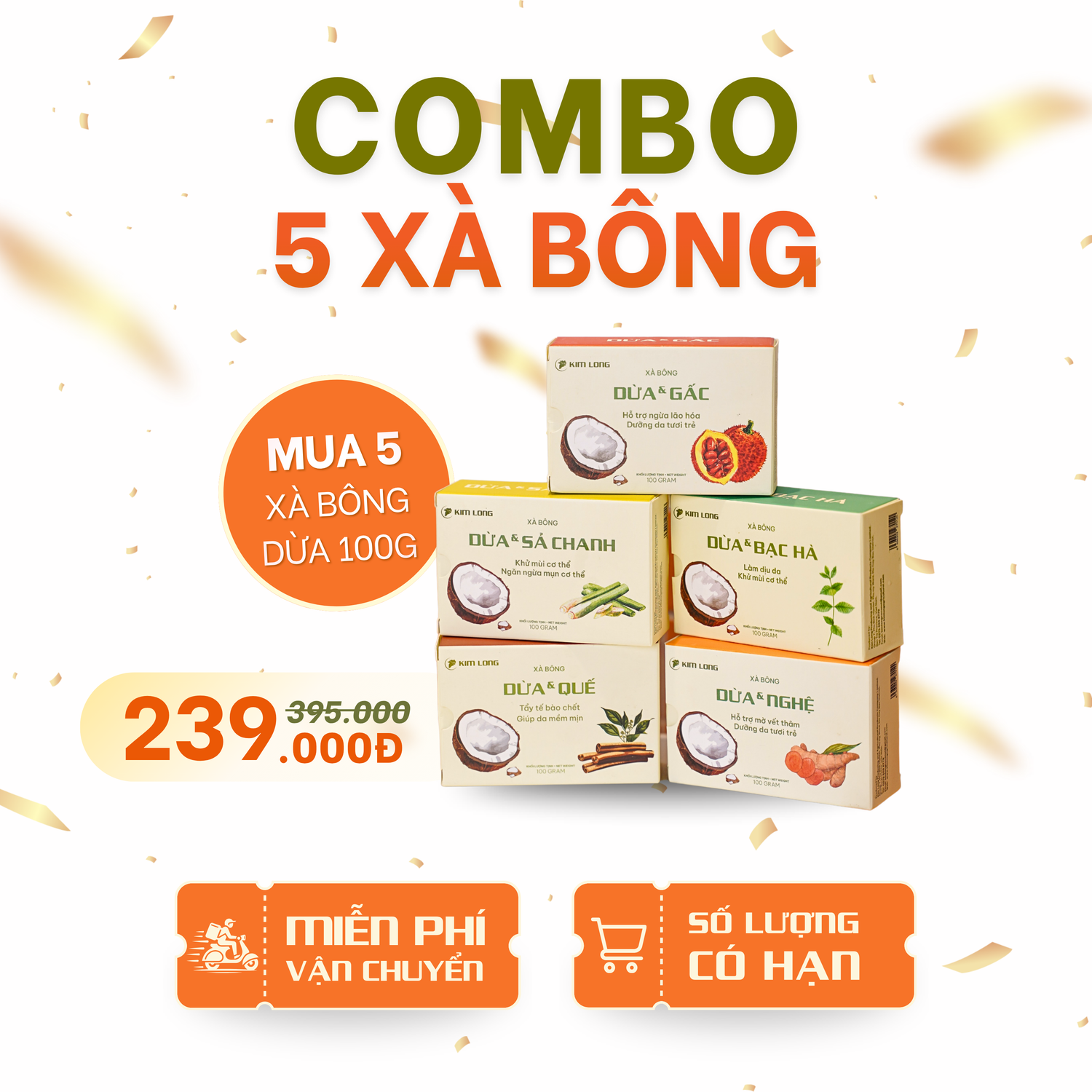 Combo 5 xà bông 100g