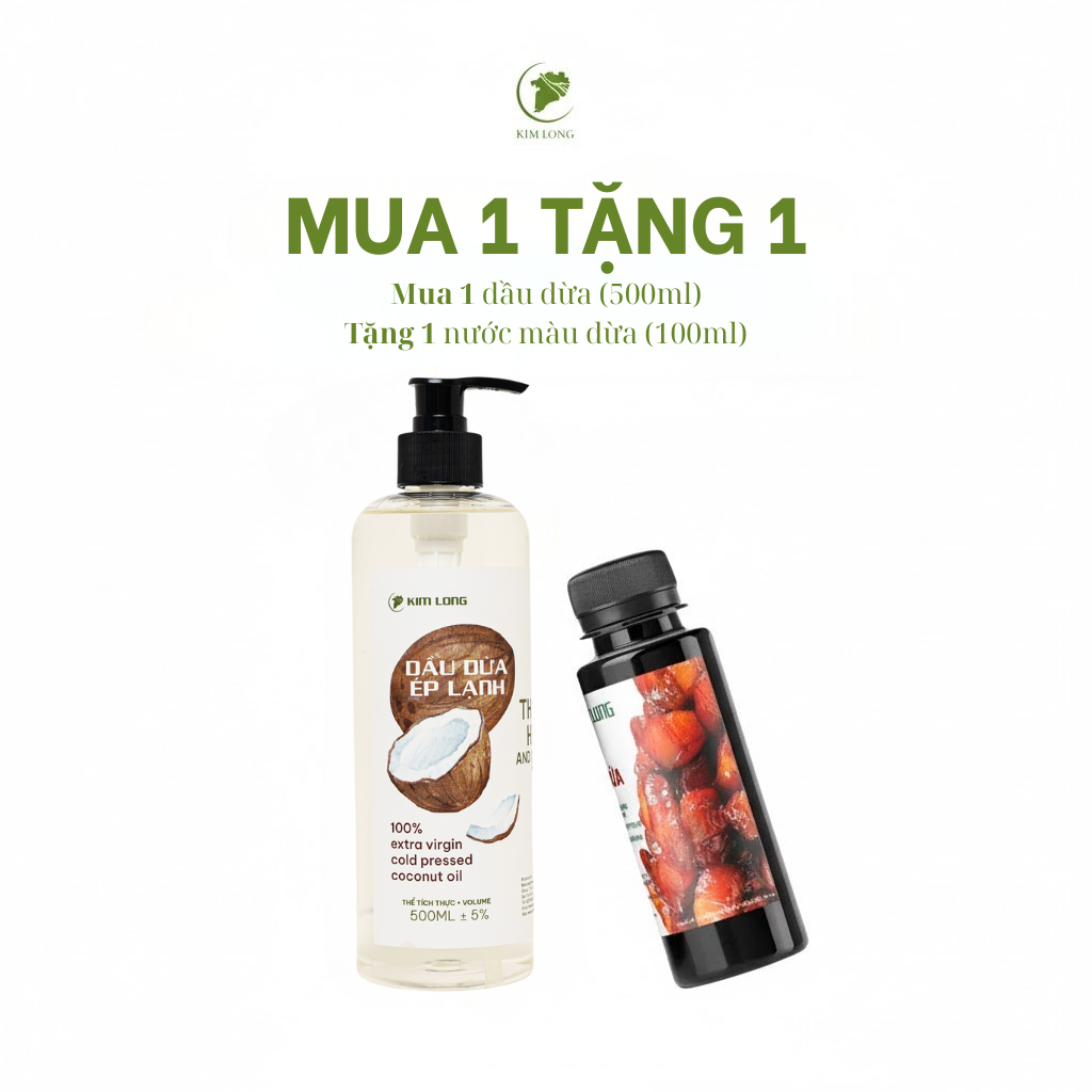 Dầu dừa ép lạnh 500ml (tặng 1 nước màu dừa)