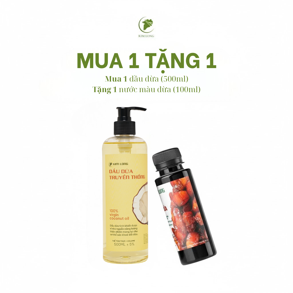 Dầu dừa truyền thống 500ml (tặng 1 nước màu dừa)